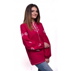 Embroidered Blouse "Ornaments Raspberry" handmade